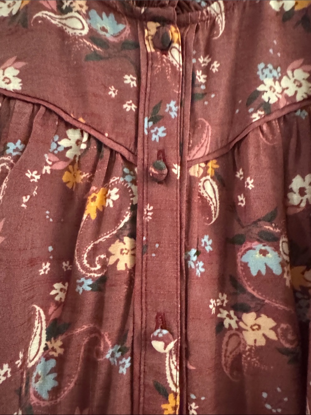 LC Lauren Conrad Mauve Floral Button-Up Blouse - Picture 3 of 4